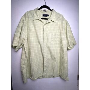American Eagle Button-Up Shirt Men’s XXL Green White Plaid Seersucker Beach
